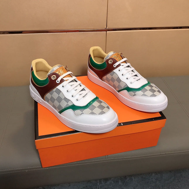 LV TRAINER WHITE CALFSKIN AND BEIGE BROWN DAMIER CANVAS