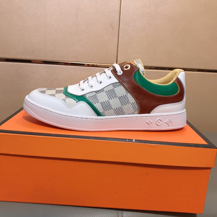 LV TRAINER WHITE CALFSKIN AND BEIGE BROWN DAMIER CANVAS