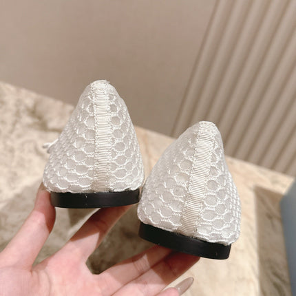 PRADA 25S BALLERINAS BALLET FLATS IN WHITE MESH FABRIC