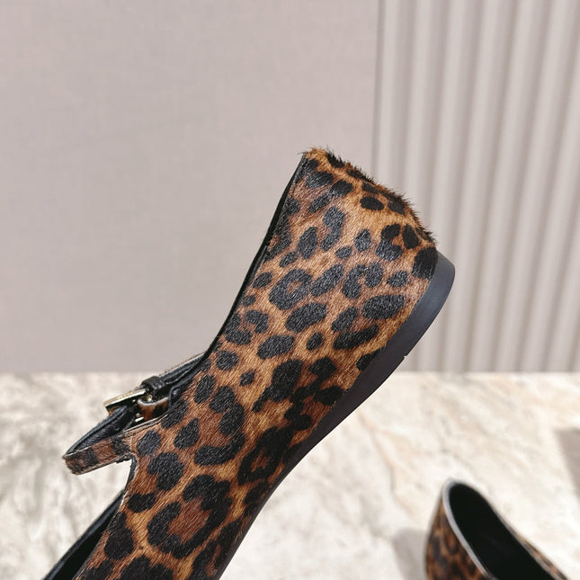 PRADA BALLERINA FLATS IN LEOPARD PRINT LAMBSKIN
