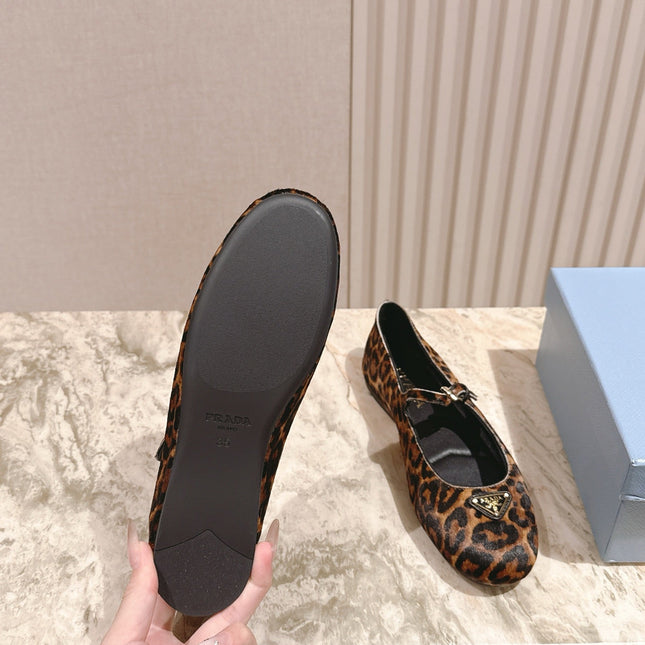 PRADA BALLERINA FLATS IN LEOPARD PRINT LAMBSKIN