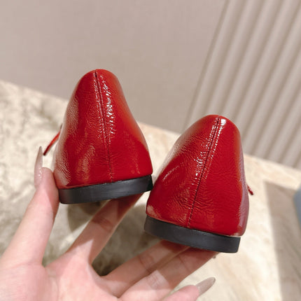 PRADA 25S BALLERINAS IN RED WINE CALFSKIN GLOSSY