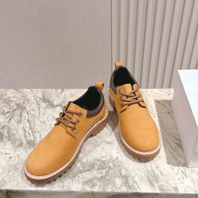 CELINE 25S LOW CUT MARTIN BOOTS IN MEDIUM ORANGE CALFSKIN