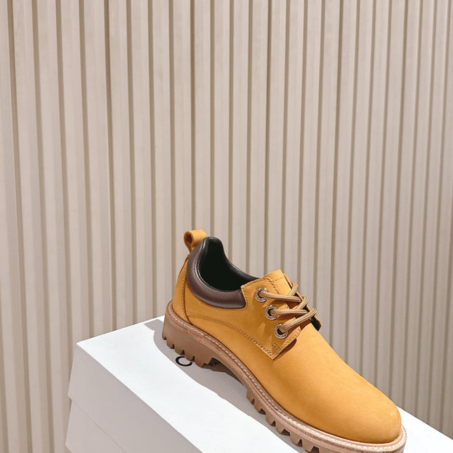 CELINE 25S LOW CUT MARTIN BOOTS IN MEDIUM ORANGE CALFSKIN
