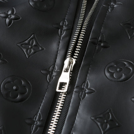 LV HOODED JACKET IN BLACK EMBOSSED CALFSKIN AND COTTON 239057