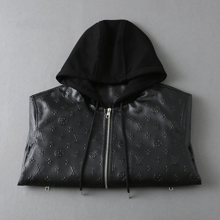 LV HOODED JACKET IN BLACK EMBOSSED CALFSKIN AND COTTON 239057