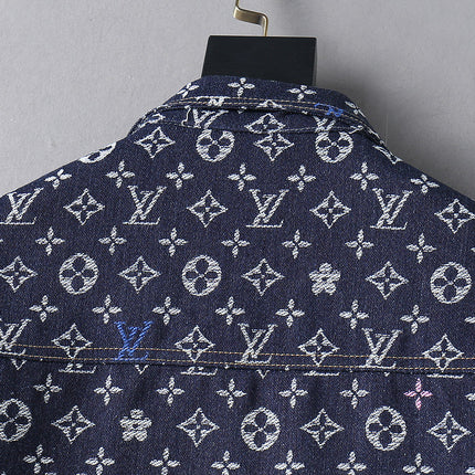 LV NAVY BLUE MONOGRAM DENIM SHIRT JACKET 239049
