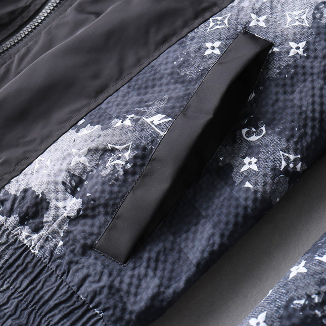LV BLACK MIX NAVY BLUE MONOGRAM AND DAMIER JACKET 239054
