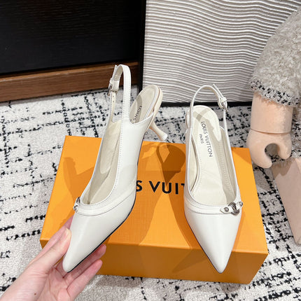 HIGH HEEL 4 CM SLINGBACKS IN WHITE CALFSKIN