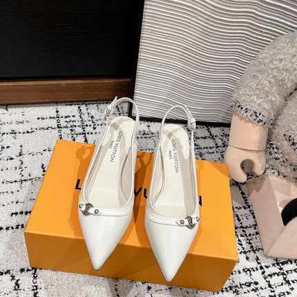 HIGH HEEL 4 CM SLINGBACKS IN WHITE CALFSKIN