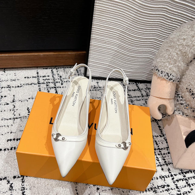 HIGH HEEL 4 CM SLINGBACKS IN WHITE CALFSKIN