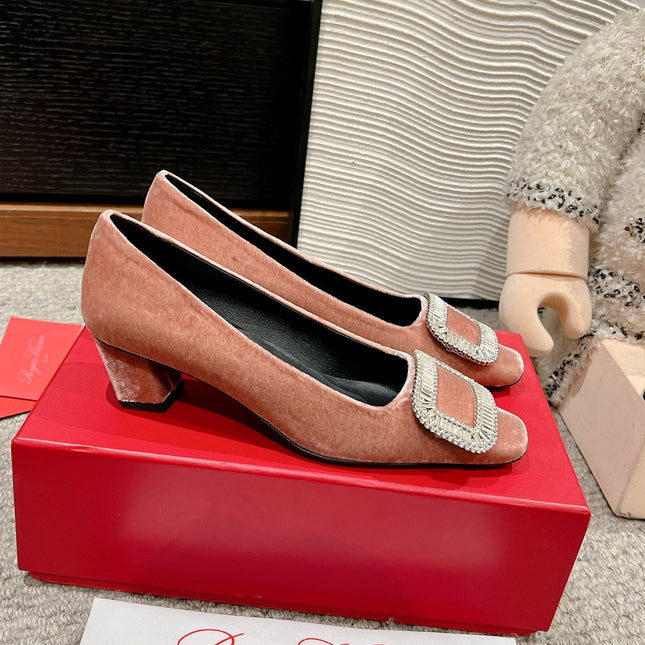 BELLE VIVIER PUMPS IN CANTALOUPE VELVET