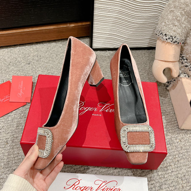 BELLE VIVIER PUMPS IN CANTALOUPE VELVET