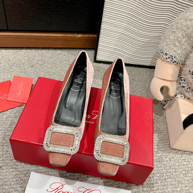 BELLE VIVIER PUMPS IN CANTALOUPE VELVET