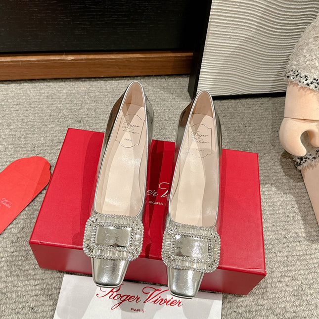BELLE VIVIER PUMPS IN SILVER METALLIC CALFSKIN