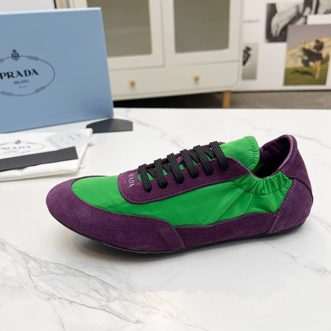 COLLAPSE SNEAKERS IN PURPLE SUEDE AND GREEN NYLON
