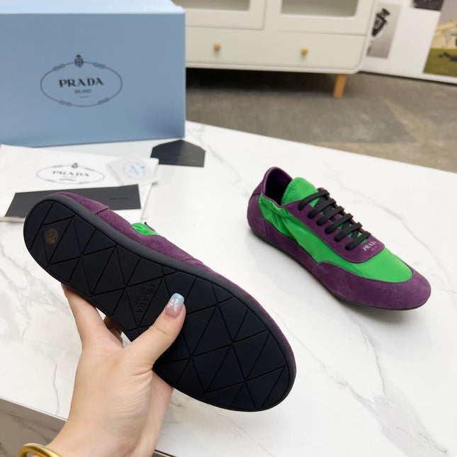COLLAPSE SNEAKERS IN PURPLE SUEDE AND GREEN NYLON