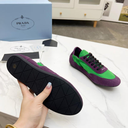 COLLAPSE SNEAKERS IN PURPLE SUEDE AND GREEN NYLON