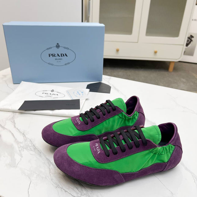 COLLAPSE SNEAKERS IN PURPLE SUEDE AND GREEN NYLON