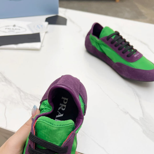 COLLAPSE SNEAKERS IN PURPLE SUEDE AND GREEN NYLON