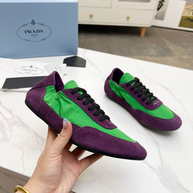 COLLAPSE SNEAKERS IN PURPLE SUEDE AND GREEN NYLON