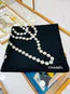 CC SQUARE SCARF 140 CM IN BLACK WHITE CASHMERE AND SILK 264126