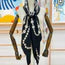 CC SQUARE SCARF 140 CM IN BLACK WHITE CASHMERE AND SILK 264126