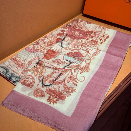 EXOTIC PARADISE CASHMERE SCARF 200 CM CREPE PINK MIX COLORFUL CASHMERE