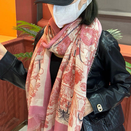 EXOTIC PARADISE CASHMERE SCARF 200 CM CREPE PINK MIX COLORFUL CASHMERE