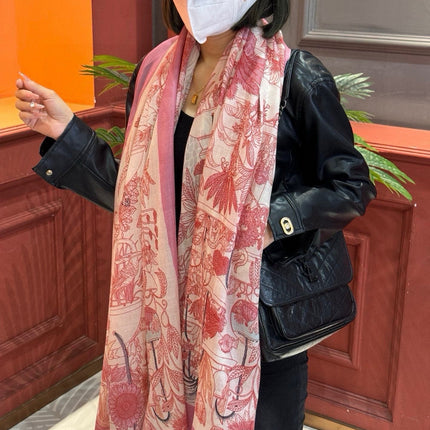 EXOTIC PARADISE CASHMERE SCARF 200 CM CREPE PINK MIX COLORFUL CASHMERE