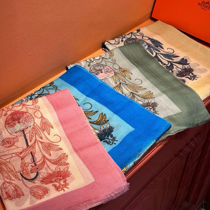 EXOTIC PARADISE CASHMERE SCARF 200 CM CREPE PINK MIX COLORFUL CASHMERE