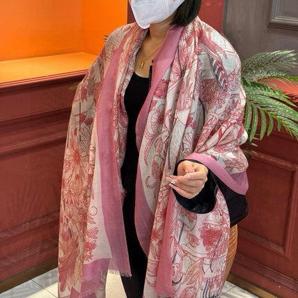 EXOTIC PARADISE CASHMERE SCARF 200 CM CREPE PINK MIX COLORFUL CASHMERE