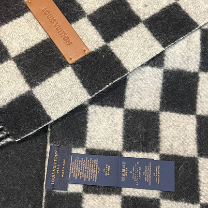 DAMIER SCARF 180 CM IN BLACK MIX WHITE CASHMERE 388315