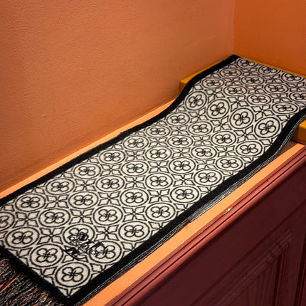 FLOWER MONOGRAM SCARF 180 CM IN BLACK MIX WHITE CASHMERE 388305