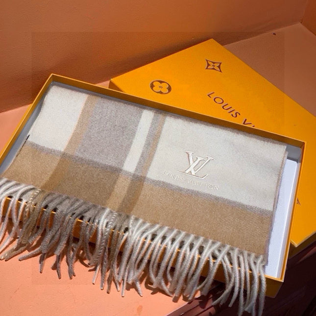 SCARF 180 CM IN KHAKI BROWN MIX WHITE CASHMERE 399872