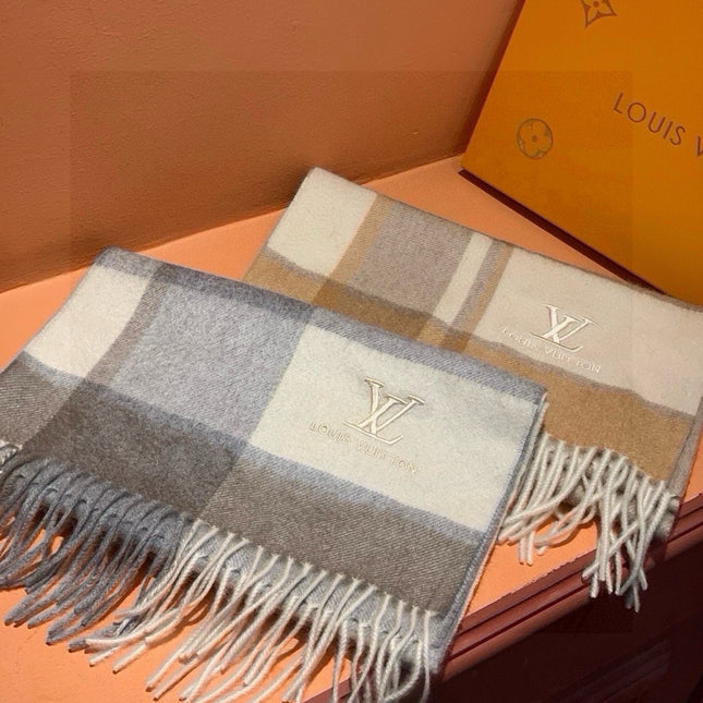 SCARF 180 CM IN KHAKI BROWN MIX WHITE CASHMERE 399872