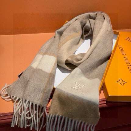 SCARF 180 CM IN KHAKI BROWN MIX WHITE CASHMERE 399872