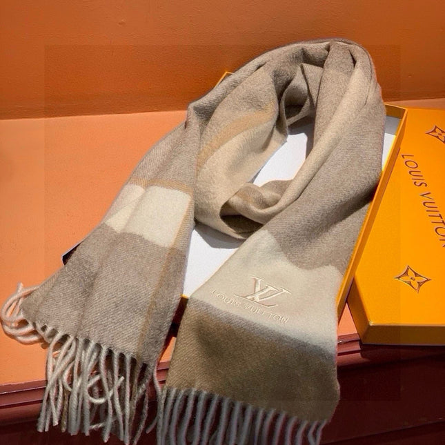SCARF 180 CM IN KHAKI BROWN MIX WHITE CASHMERE 399872