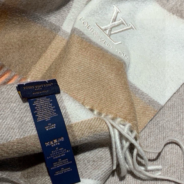 SCARF 180 CM IN KHAKI BROWN MIX WHITE CASHMERE 399872