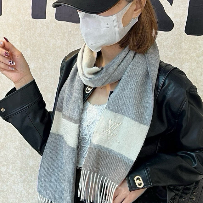 SCARF 180 CM IN DOVE GRAY MIX WHITE CASHMERE 399873