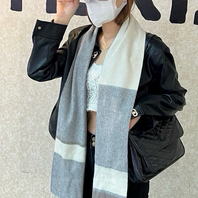 SCARF 180 CM IN DOVE GRAY MIX WHITE CASHMERE 399873