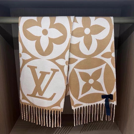 MEDALLION SCARF 235 CM IN PEANUT BROWN MIX WHITE WOOL 399899