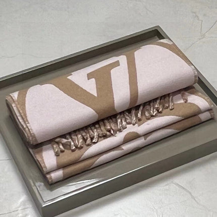 MEDALLION SCARF 235 CM IN PEANUT BROWN MIX WHITE WOOL 399899