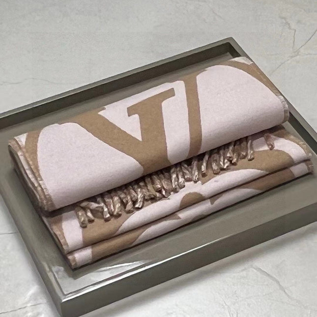 MEDALLION SCARF 235 CM IN PEANUT BROWN MIX WHITE WOOL 399899