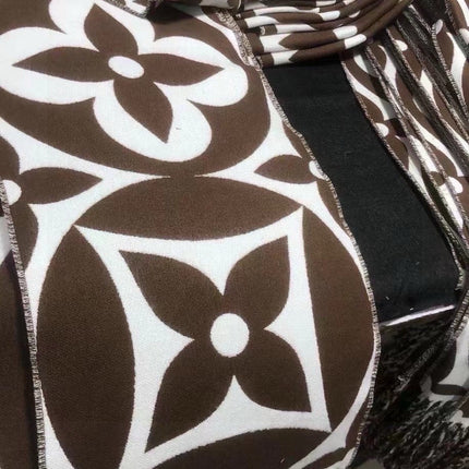 MEDALLION SCARF 235 CM IN CHOCOLATE BROWN MIX WHITE WOOL 399900