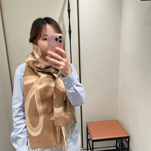 SCARF 190 CM IN CINNAMON BROWN WOOL 408745