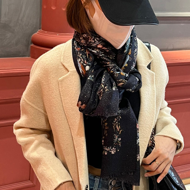 SCARF 200 CM IN BLACK MIX COLORFUL CASHMERE 413824