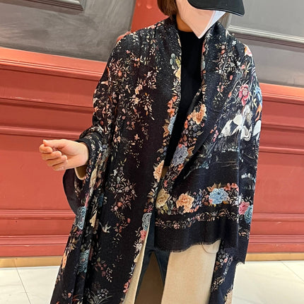 SCARF 200 CM IN BLACK MIX COLORFUL CASHMERE 413824