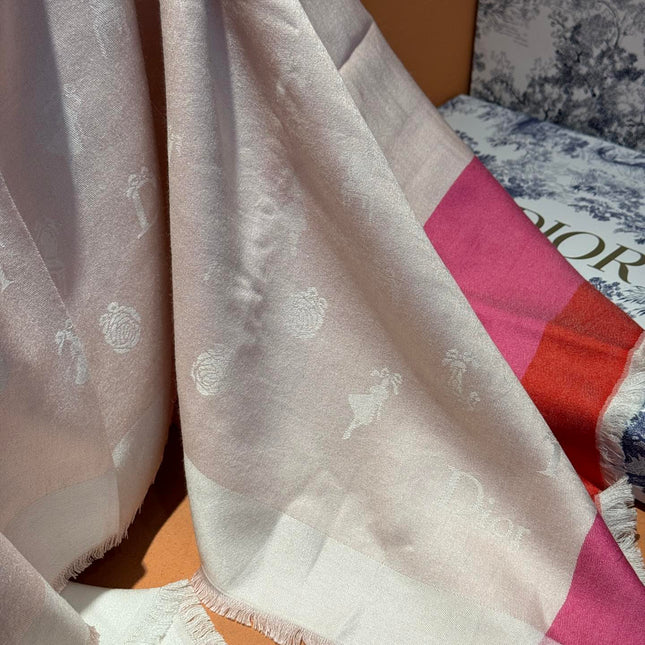 SHAWL 140 CM IN LIGHT PINK CASHMERE AND SILK 413801