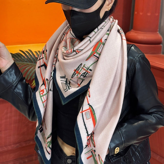 HERMES 25S SCARF 140 IN CASHMERE SILK 727319